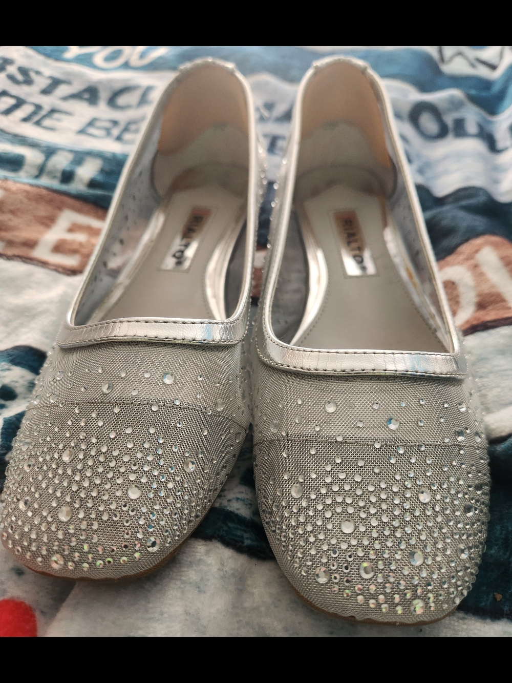 Rialto Silver Crystal Mesh Ballet Flats